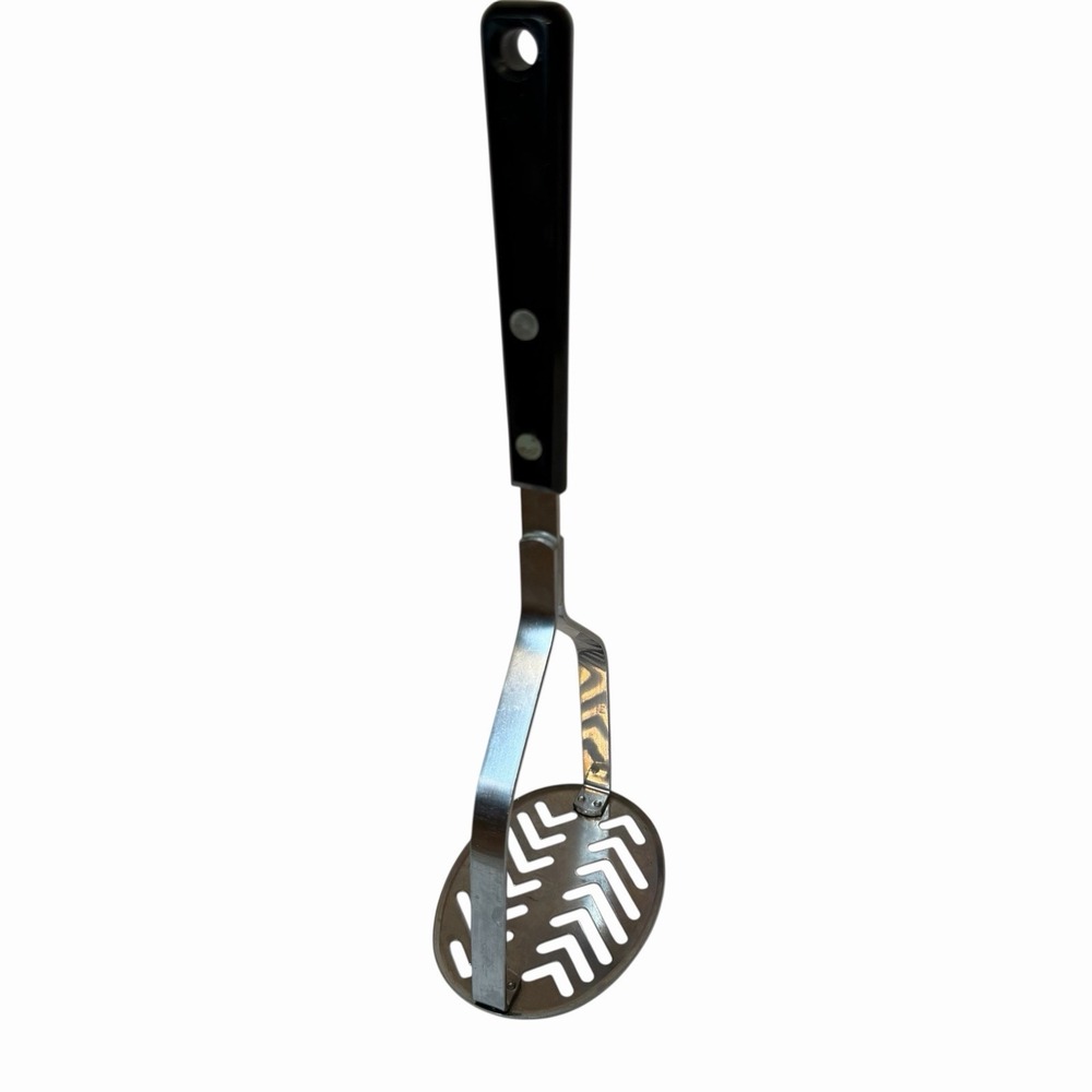 Vintage‎ EKCO Forge Oval Potato Masher Stainless Black Bakelite Handle USA